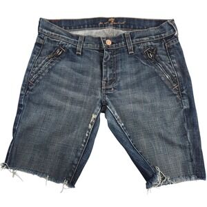 7 For All Mankind Cutoff Shorts Women's 27 Made‎ in USA Low Rise Zipper Pocket